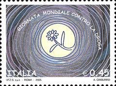 Stamp, Dark tunnel and flower, Italy,  , Anti-drugs