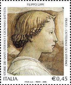 Stamp, Filippo Lippi- Fresco detail, Italy,  