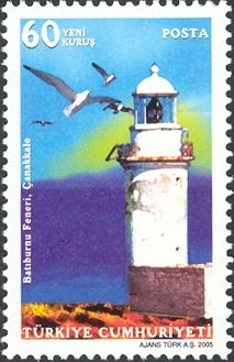 Stamp, Batiburnu Lighthouse, Canakkale, Turkey,  , Lighthouses, Birds