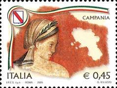 Stamp, Regions of Italy- Campania, Italy,  