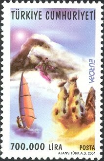 Stamp, Skier, Windsurfer, Turkey,  , C.E.P.T., Europe