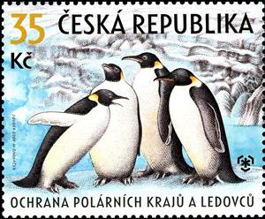 Stamp, Emperor Penguin (Aptenodytes forsteri), Czech Republic,  , Birds, Penguins, Glaciers, Animals (Fauna)