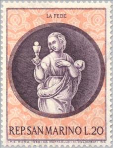 Stamp, Geloof, San Marino,  , Christmas, Paintings
