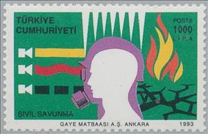 Stamp, Symbolic Representation of Civil Defence, Turkey,  