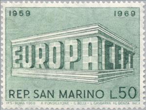 Stamp, C.E.P.T.- Building, San Marino,  , Postal Services, Postal Unions, European Union, C.E.P.T., Europe