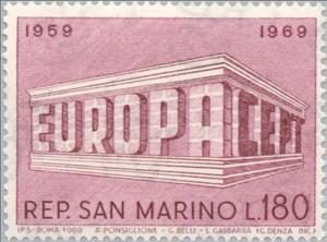 Stamp, C.E.P.T.- Building, San Marino,  , Postal Services, Postal Unions, European Union, C.E.P.T., Europe