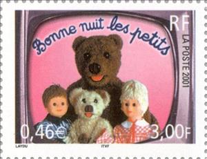 Stamp, Communication: Television "Good night little ones", France,  , Mammals, Bears, Television, Teddy Bears, Animals (Fauna)