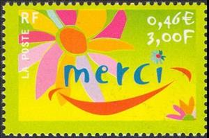 Stamp, thank you (without "ITVF"), France,  