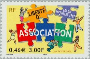 Stamp, Freedom of association - Centennial Act of 1901, France,  , Toys, Anniversaries and Jubilees