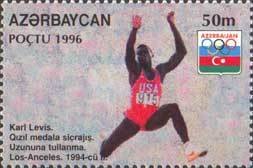 Stamp, Carl Lewis (athletics, Los Angeles, 1984), Azerbaijan,  , Olympic Games