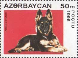 Stamp, German Shepherd (Canis lupus familiaris), Azerbaijan,  , Dogs