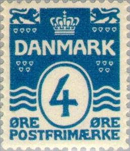 Stamp, Figure 'wave'- type, Denmark,  , Numbers
