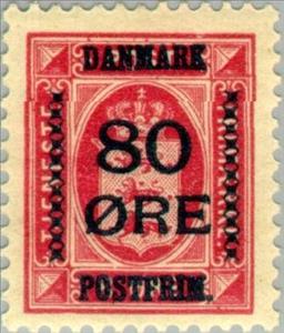 Stamp, Coat of arms- Surcharge, Denmark,  , Heraldic Animals, Coats of Arms