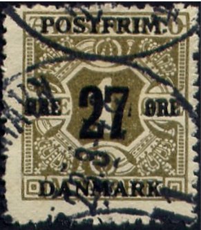 Stamp, Surcharge, wmk. 2, Denmark,  , Numbers