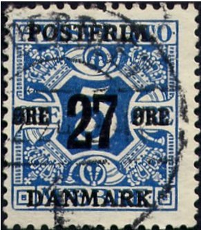 Stamp, Surcharge, wmk. 2, Denmark,  , Numbers