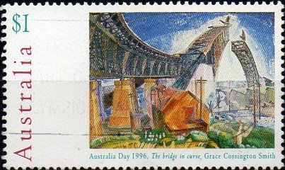 Stamp, "The Bridge In Curve" (Grace Cossington-Smith), Australia,  , Paintings, Bridges