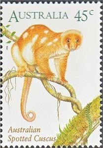 Stamp, Common Spotted Cuscus (Phalanger maculatus), Australia,  , Mammals, Animals (Fauna)