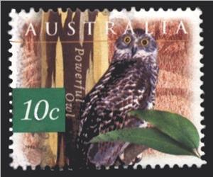 Stamp, Powerful Owl (Ninox strenua), Australia,  , Birds, Birds of Prey, Owls, Animals (Fauna)
