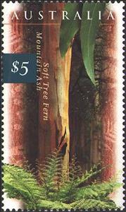Stamp, Flora and Fauna. Soft tree fern, mountain ash, Australia,  , Trees