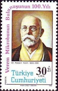 Stamp, Robert Koch, Bacteriologist, Nobel Prize 1905 (1843-1905), Turkey,  