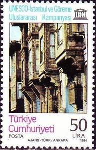 Stamp, Building in the District Süleymaniye, Istanbul, Turkey,  