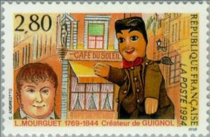 Stamp, Mourguet Laurent (1769-1844): Creator of Guignol, France,  , Commemoration, Toys, Theatre, Lanterns