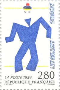 Stamp, Fernand Léger - Swedish Ballet, France,  , Textile, Ballet, Joint Issues
