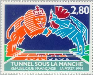Stamp, Channel Tunnel - Franco-British Joint Issue, France,  , Special Occasions, Joint Issues