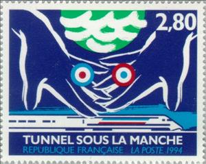 Stamp, Channel Tunnel - Franco-British Joint Issue, France,  , Railways, Hands, Joint Issues