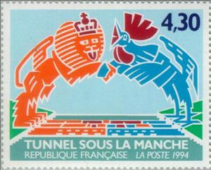 Stamp, Channel Tunnel - Franco-British Joint Issue, France,  , Special Occasions, Joint Issues