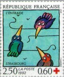 Stamp, Mutual assistance - Strasbourg, France,  , Birds, Red Cross and Red Crescent, Healthcare, Animals (Fauna)