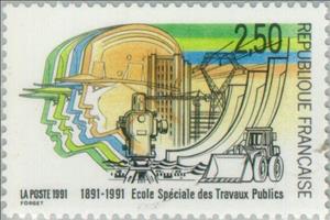 Stamp, Centenary of the Special School of Public Works, France,  , Anniversaries and Jubilees