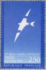 Stamp, Paralympic Games - Tignes, France,  , Special Occasions, Sport, Olympic Games, Peace Doves, Disabled, Pigeons, Animals (Fauna)