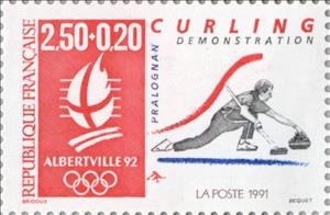 Stamp, Olympic Games : Curling Demonstration - Pralognan, France,  , Special Occasions, Sport, Olympic Games, Winter Sports