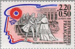 Stamp, Vicomte de Noailles (1756-1804), France,  , Famous People, French Revolution, Anniversaries and Jubilees
