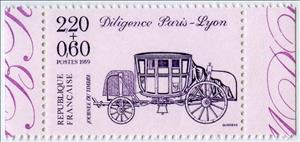 Stamp, Diligence from Paris to Lyon, France,  , Vehicles, Philately, Stamp Day, Carriages