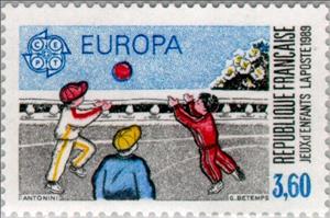 Stamp, Playground - Ball, France,  , Postal Unions, European Union, Toys, C.E.P.T., Europe, Children, Children's Play