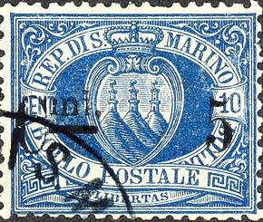 Stamp, Definitive 1892 overprinted, San Marino,  , Coats of Arms