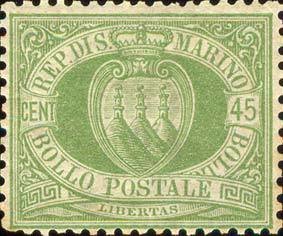 Stamp, Definitive 1892-94, San Marino,  , Coats of Arms