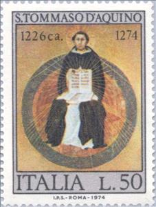 Stamp, St Thomas Aquinas, Italy,  , Famous People, Commemoration, Paintings, Philosophers