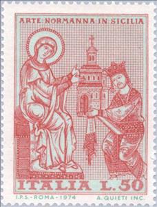 Stamp, King William offering the crown to the Virgin, Italy,  , Kings, Churches - Cathedrals - Basilicas - Chapels