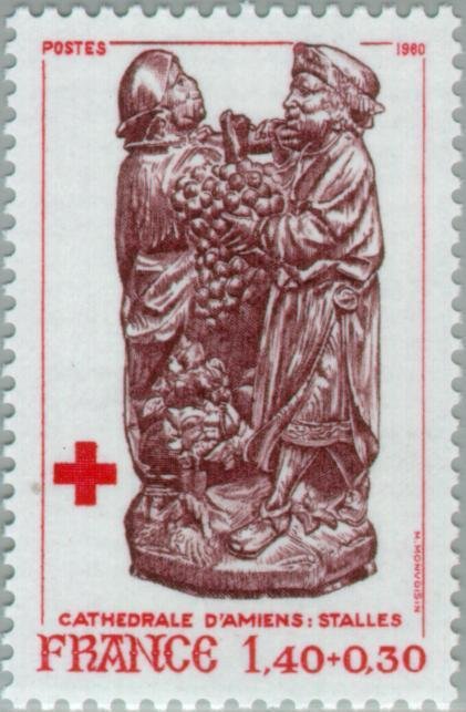 Stall in the cathedral of Amiens "Grapes of the Promised Lan