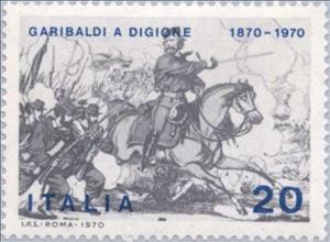 Stamp, Garibaldi in Franco-Prussian War, Italy,  , Weapons, Mammals, Commemoration, Military Forces, Uniforms, Horses, Animals (Fauna), Anniversaries and Jubilees