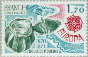 Stamp, C.E.P.T.- Ball Mills 1870-1871, France,  , Postal Unions, Maps, European Union, C.E.P.T., Europe, Postal Traffic, Letters (Mail)