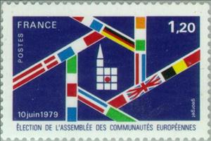 Stamp, Election of the Assembly of the European Communities 10 June, France,  , Flags, European Union, Europe, European Parliament, Elections
