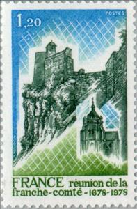 Stamp, Meeting of the Franche-Comte 1678, France,  , Buildings, Fortresses / Strongholds, Churches - Cathedrals - Basilicas - Chapels