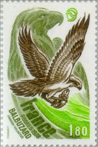 Stamp, Osprey (Pandion Haliaetus), France,  , Birds, Birds of Prey, Eagles, Environment Protection, Animals (Fauna)