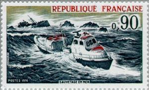 Stamp, Rescue at Sea, France,  , Ships, Lifeboats, Shipwrecks, Disasters