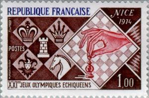 Stamp, XXIst Olympic chess in Nice, France,  , Sport, Chess, Hands