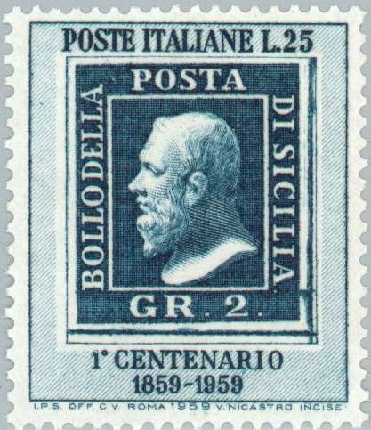 Stamp of 2 grain of Sicily